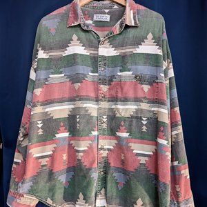 Vintage Boho Aztec Pattern Oversize Button-down